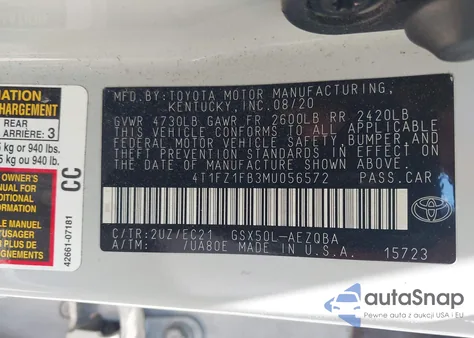 2021 Toyota Avalon Trd from USA, damaged, VIN 4T1FZ1FB3MU056572